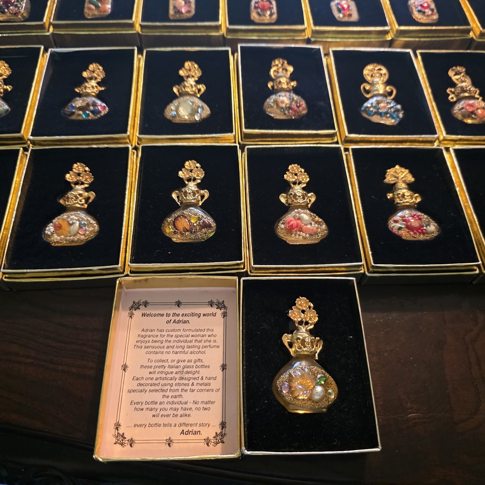 300pcAdrian Handmade Decorative Glass Perfume Bottles Ornate Gold Floral Vintage
